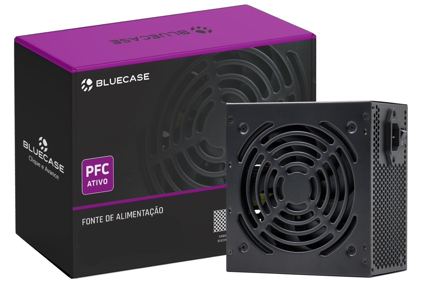 Fonte de alimentação Bluecase 500W PFC Ativo Bivolt Auto PS/2