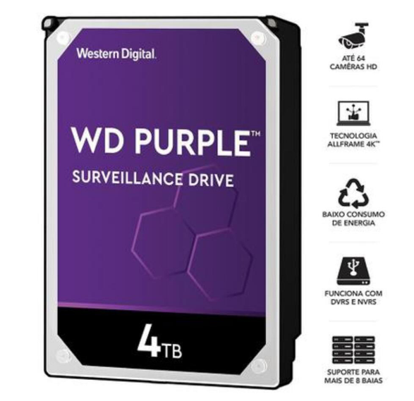 HDD WD Purple 4 TB para segurança / vigilância / DVR - Wd43purz